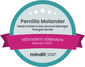 Pernilla Molander på Paragon Nordic - Månadens säljledare med Mindit februari 2022