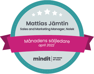 Manadens saljledare badge april 2022 Mattias Jamtin